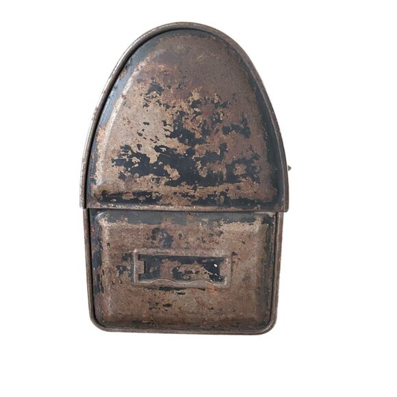 Vintage Thermos black metal dome lunchbox distressed rusty look collectible - Picture 7 of 10